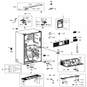 Cabinet 1 Diagram and Parts List for RF23J9011SR (AA)(0011) Samsung Refrigerator