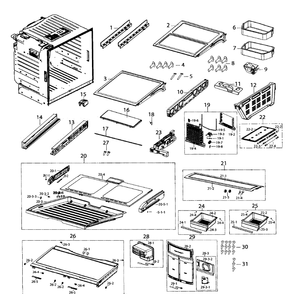 Fridge Diagram and Parts List for RF260BEAESR AA-02 Samsung Refrigerator