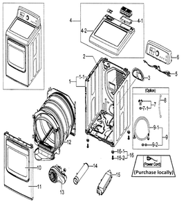 Main Assy Diagram and Parts List for DV5451AEW XAA-0001 Samsung Dryer