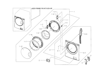 Frame Front & Door Diagram and Parts List for WF218ANB XAA-0000 Samsung Washer