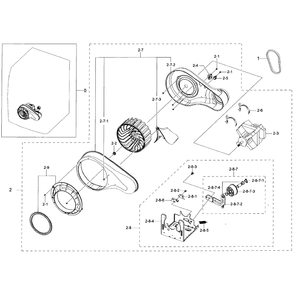 Motor Duct Diagram and Parts List for DV50K7500EW A3-01 Samsung Dryer