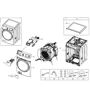 Main Section Diagram and Parts List for WF520ABW XAA-06 Samsung Washer