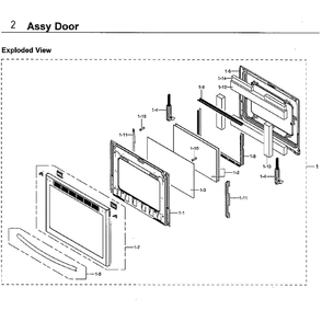 Door Diagram and Parts List for NX58H9950WS AA-01 Samsung Range