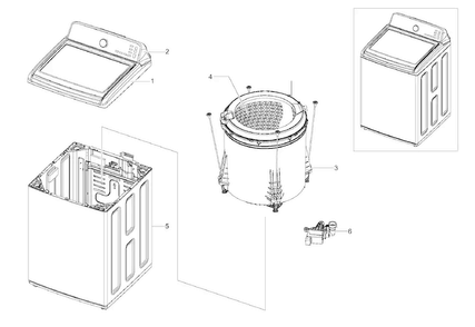Main Assy Diagram and Parts List for WA456DRHDSU AA-0000 Samsung Washer