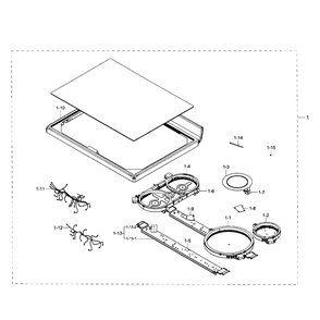 Cooktop Section Diagram and Parts List for NE59J7650WS AA-03 Samsung Range