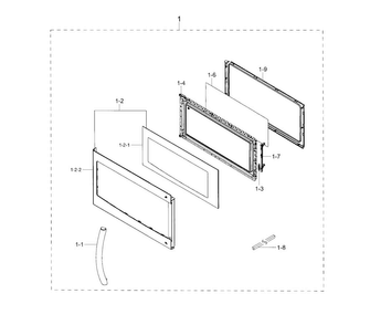 Door Diagram and Parts List for ME17H703SHS AA-0001 Samsung Microwave