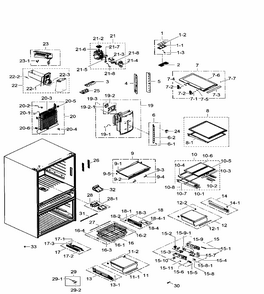 Fridge Diagram and Parts List for RF31FMEDBWW AA-0002 Samsung Refrigerator