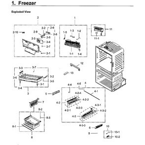 Freezer Diagram and Parts List for RF28HMEDBWW AA-12 Samsung Refrigerator