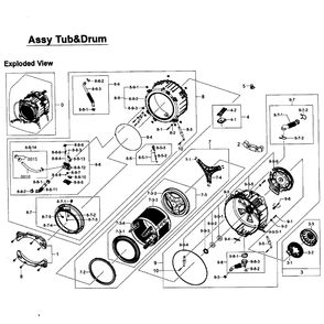 Tub / Drum Assembly Diagram and Parts List for WF457ARGSGR AA-01 Samsung Washer