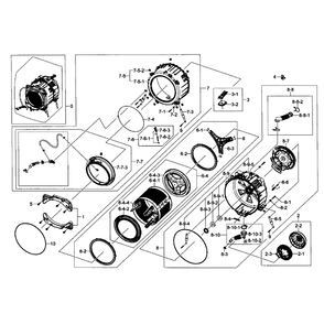 Tub / Drum Assembly Diagram and Parts List for WF435ATGJWR A1-02 Samsung Washer