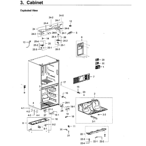 Cabinet Diagram and Parts List for RF28K9380SR AA-01 Samsung Refrigerator