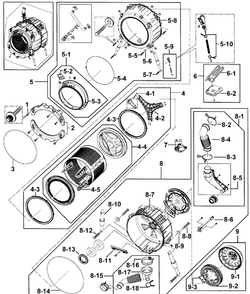 Drum Assy Diagram and Parts List for WF448AAP XAA-0008 Samsung Washer