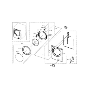 Frame Front And Door Diagram and Parts List for WF330ANW XAA-04 Samsung Washer
