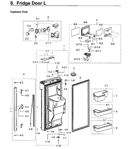 Part Location Diagram of DA61-10856A Samsung Cap Door Support (Left)