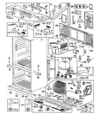 Cabinet Assy Diagram and Parts List for RF266AERS XAA-00 Samsung Refrigerator