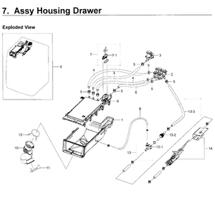 Housing-drawer Diagram and Parts List for WF419AAW XAA-00 Samsung Washer