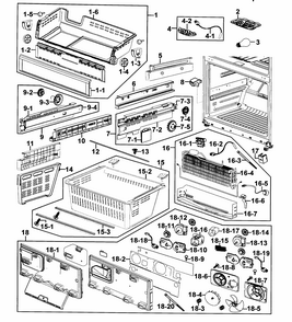 Freezer Diagram and Parts List for RF267AZRS XAA-0000 Samsung Refrigerator