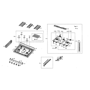 Cooktop Assembly Diagram and Parts List for NX58M6850SS AA-0000 Samsung Microwave Oven Combo