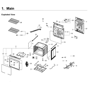 Main Assembly Diagram and Parts List for NE59J3420SW AA-07 Samsung Range