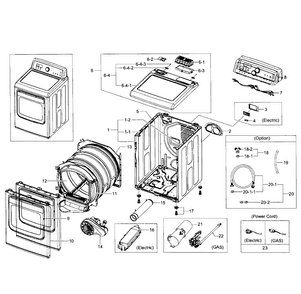 Main Assy Diagram and Parts List for DV476ETHASU A1-0000 Samsung Dryer