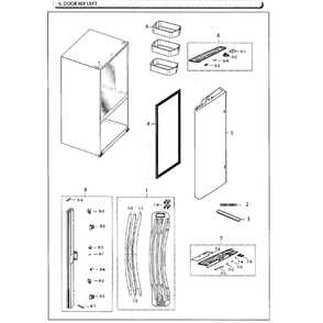 Door-Ref L Diagram and Parts List for RF260BEAESG AA-0002 Samsung Refrigerator