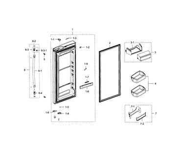 Refrigerator Door R Diagram and Parts List for RFG238AARS XAA-0001 Samsung Refrigerator