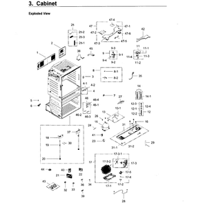 Cabinet Diagram and Parts List for RF28JBEDBSR AA-0003 Samsung Refrigerator