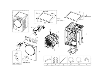 Part Location Diagram of DC97-14487A Samsung Assembly FRAME;-,WF438AAC/XA