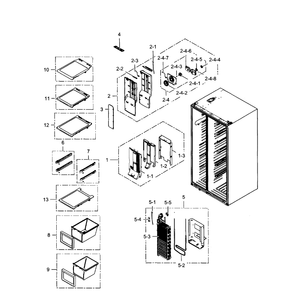 Freezer Diagram and Parts List for RS267TDRS XAA-01 Samsung Refrigerator