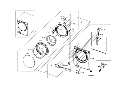 Frame Front & Door Diagram and Parts List for WF448AAP XAA-0008 Samsung Washer
