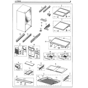 Fridge Diagram and Parts List for RF260BEAESG AA-0002 Samsung Refrigerator
