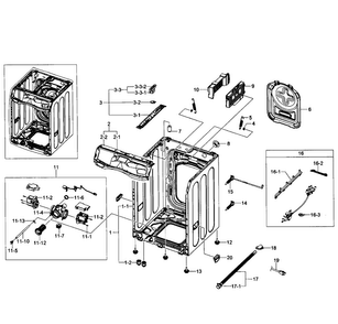 Cabinet Assy Diagram and Parts List for WF501ANW XAA-0001 Samsung Washer