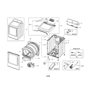 Main Diagram and Parts List for DV45H7000GP A3-0000 Samsung Dryer