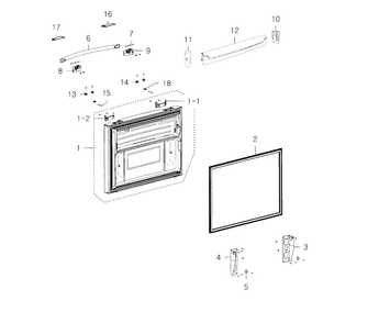 Freezer Door Diagram and Parts List for RFG237AAWP XAA-0003 Samsung Refrigerator