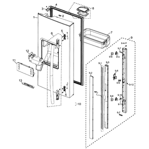 Left Door Parts Diagram and Parts List for RF26XAEWP/XAA  Samsung Refrigerator
