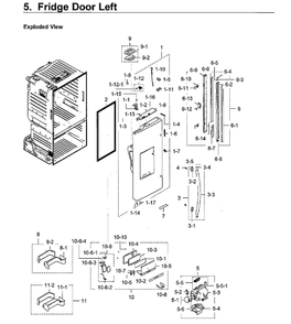 Fridge Left Door Diagram and Parts List for RF28HFEDBWW AA-10 Samsung Refrigerator
