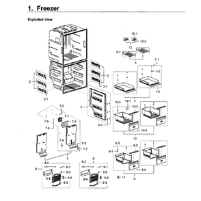 Freezer Diagram and Parts List for RF28K9070SR AA-01 Samsung Refrigerator