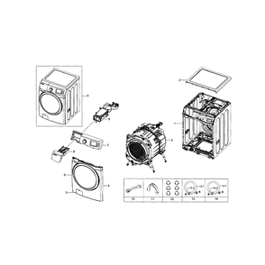 Main Assembly Diagram and Parts List for WF433BTGJWR A1-0000 Samsung Washer
