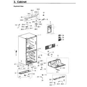 Cabinet Diagram and Parts List for RF28K9070SR AA-01 Samsung Refrigerator