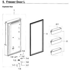 Freezer Door L Diagram and Parts List for RF22K9581SR AA-0000 Samsung Refrigerator