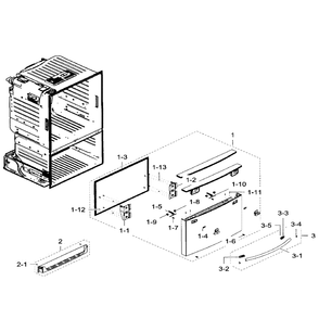 Freezer Door Diagram and Parts List for RF23HTEDBSR AA-06 Samsung Refrigerator