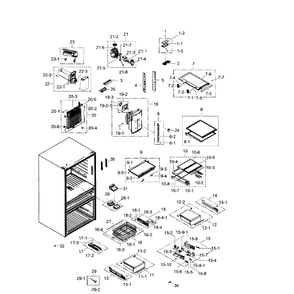 Fridge Diagram and Parts List for RF31FMEDBBC AA-06 Samsung Refrigerator