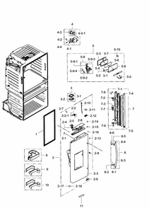 Left Door Diagram and Parts List for RF28HMEDBBC AA-0007 Samsung Refrigerator