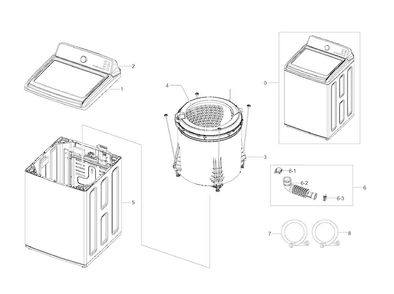 Main Assy Diagram and Parts List for WA50F9A7DSP A2-0000 Samsung Washer