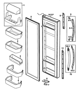 Right Door Diagram and Parts List for RS2630SW XAA-0000 Samsung Refrigerator