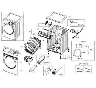 Main Assy Diagram and Parts List for DV431AEW XAA-001 Samsung Dryer