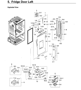 Fridge Left Door Diagram and Parts List for RF28HFEDBWW AA-0011 Samsung Refrigerator