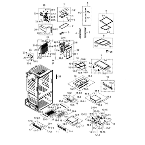 Fridge Diagram and Parts List for RF30HDEDTSR AA-0001 Samsung Refrigerator