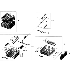 Wash Assembly Diagram and Parts List for DW80F600UTW AA-0001 Samsung Dishwasher