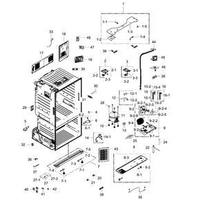 Cabinet Assembly Diagram and Parts List for RF28HFEDBSR AA-0007 Samsung Refrigerator